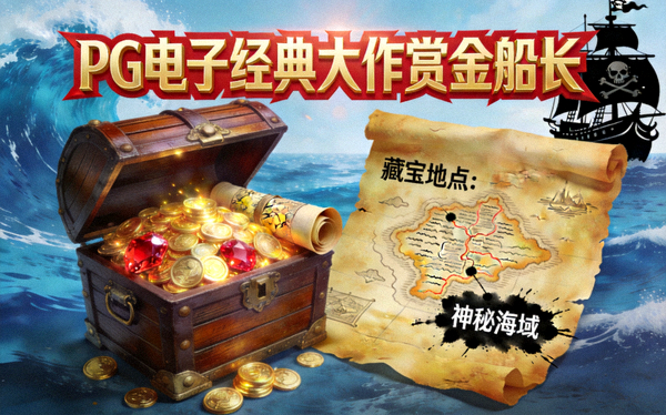 PG电子航海探险主题赏金船长游戏全景美术主视觉海报